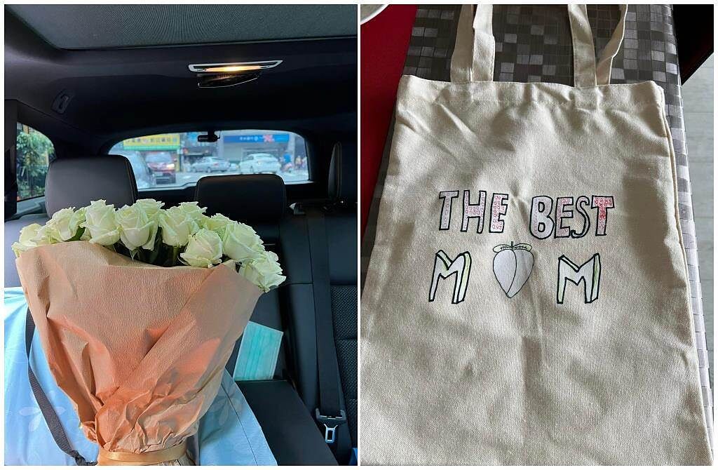 陶子昨在臉書分享老公、兒子送她的母親節禮物，令她感動不已。（摘自臉書）