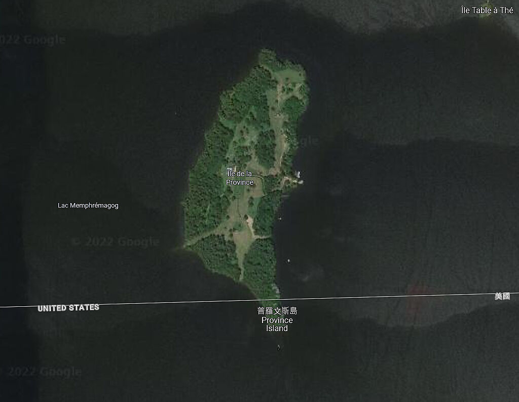 位於美加邊境的「普羅文斯島」，外型與台灣如出一轍。（圖／翻攝自Google Maps）