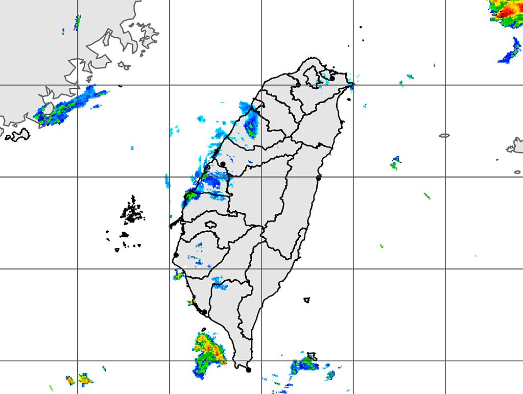 今天端午節，台灣附近無明顯系統，中午過後有陣雨或雷雨機率。（中央氣象局提供）