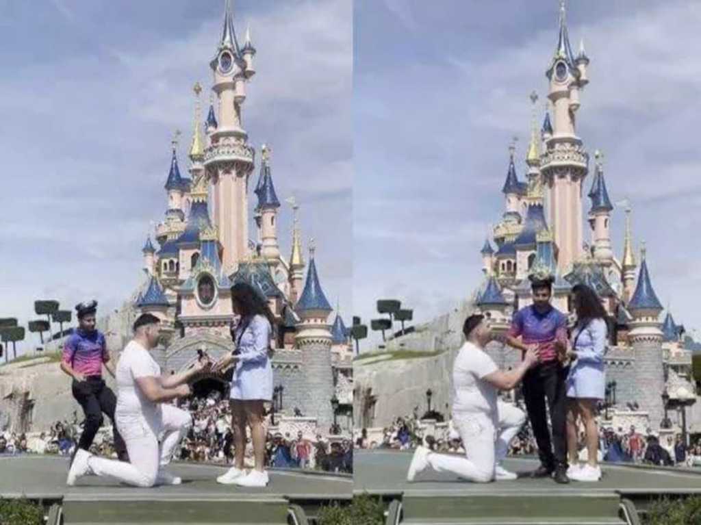 男子計畫在迪士尼來一場浪漫求婚，結果被工作人員毀了。(圖/翻攝自BrotherHQ@twitter)
