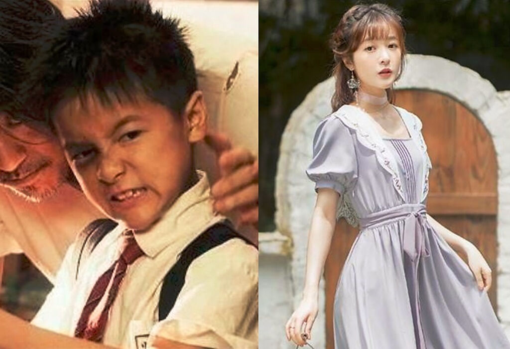 徐嬌當年反串扮《長江7號》小男孩，如今已成長為24歲大美女。（圖／取自百度百科、徐嬌微博）