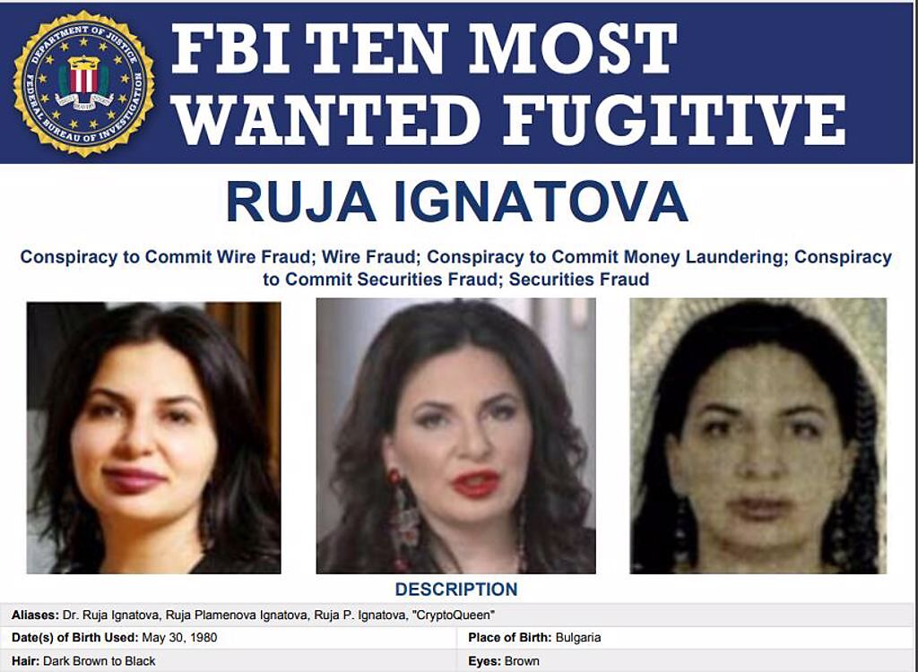 伊格納托娃（Ruja Ignatova）利用假加密貨幣OneCoin詐財千億，遭FBI列頭號通緝犯。（圖／翻攝聯邦調查局網站）