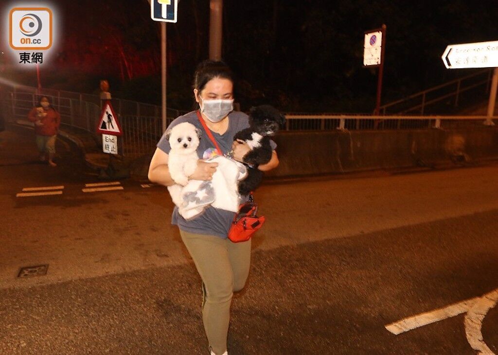 林青霞香港42億元豪宅凌晨火警，有目擊者看到火警發生時，傭人抱寵物犬逃生。（圖取自東網）