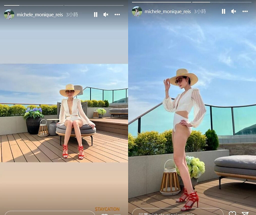 李嘉欣近日曬出穿比基尼的火辣照片。（圖／取材自李嘉欣Instagram）