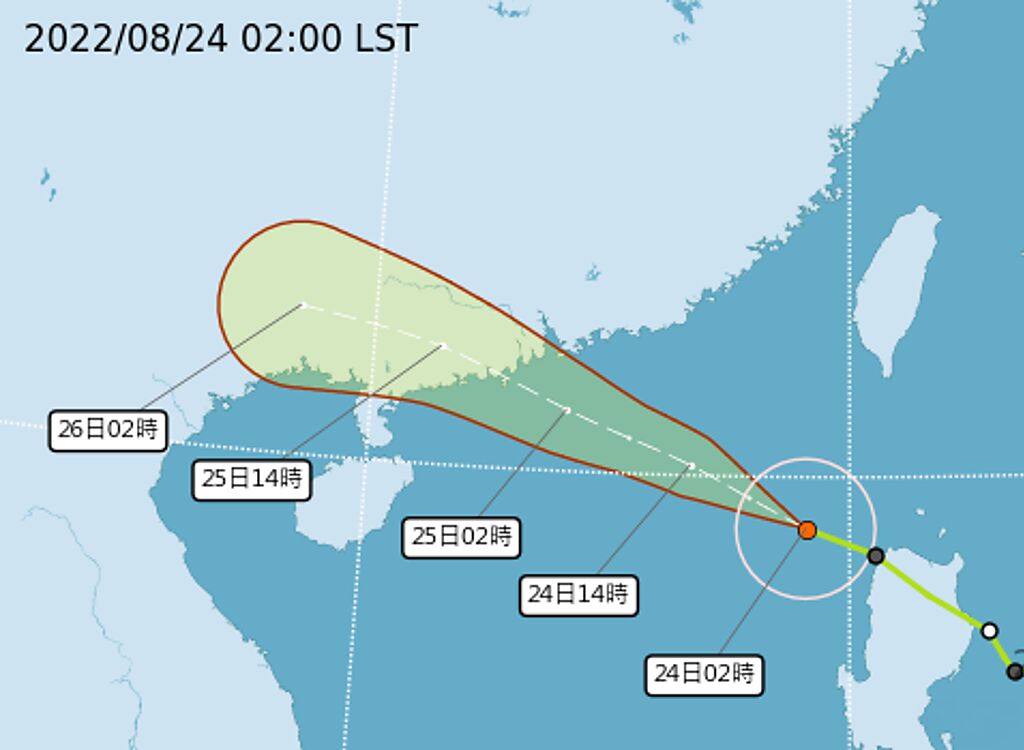 馬鞍颱風往西北西方向，朝廣東前進。(翻攝自氣象局)