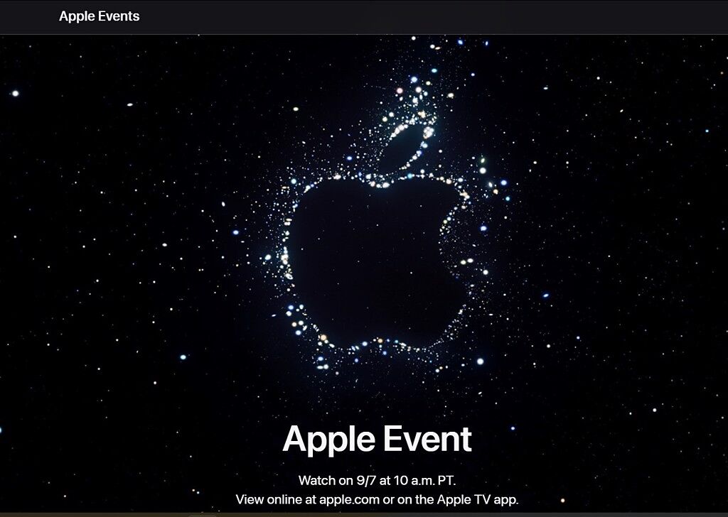 蘋果發布邀請函9月7日舉行舉辦秋季發表會。（圖取自APPLE官網）