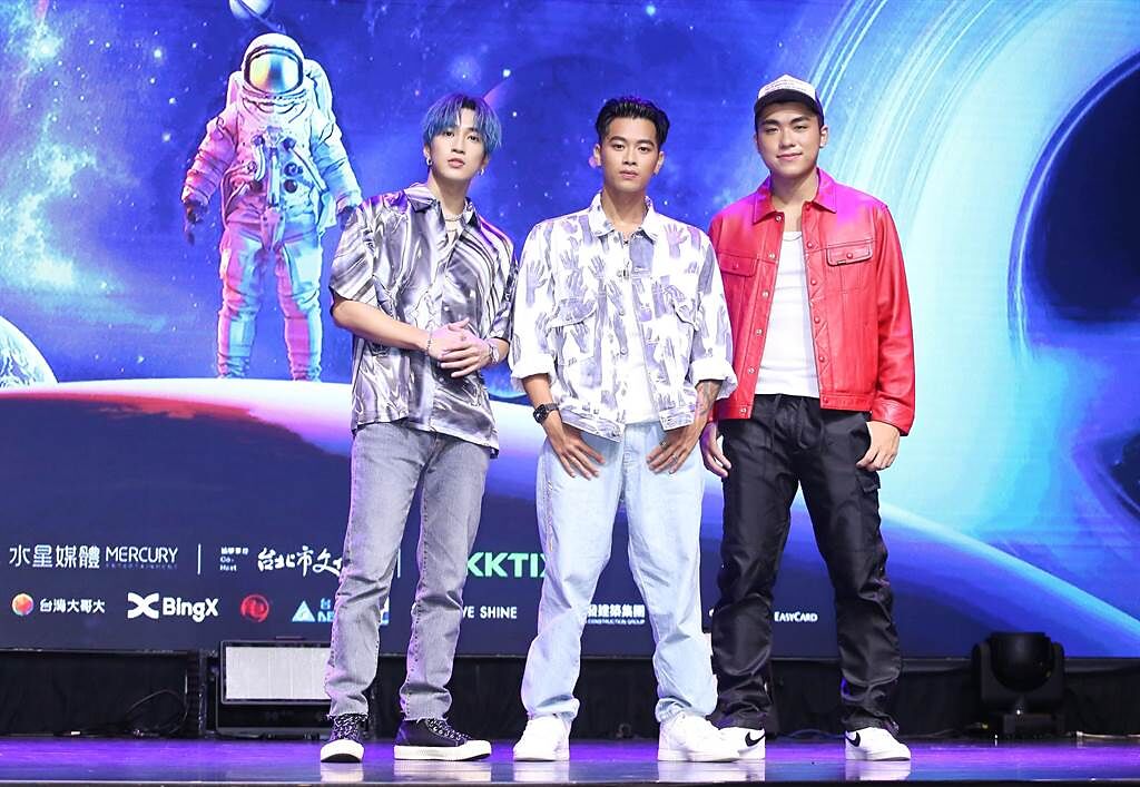 婁峻碩（左起）、高爾宣、Aden Wang今出席「太空港音樂藝術嘉年華」記者會（陳俊吉攝）