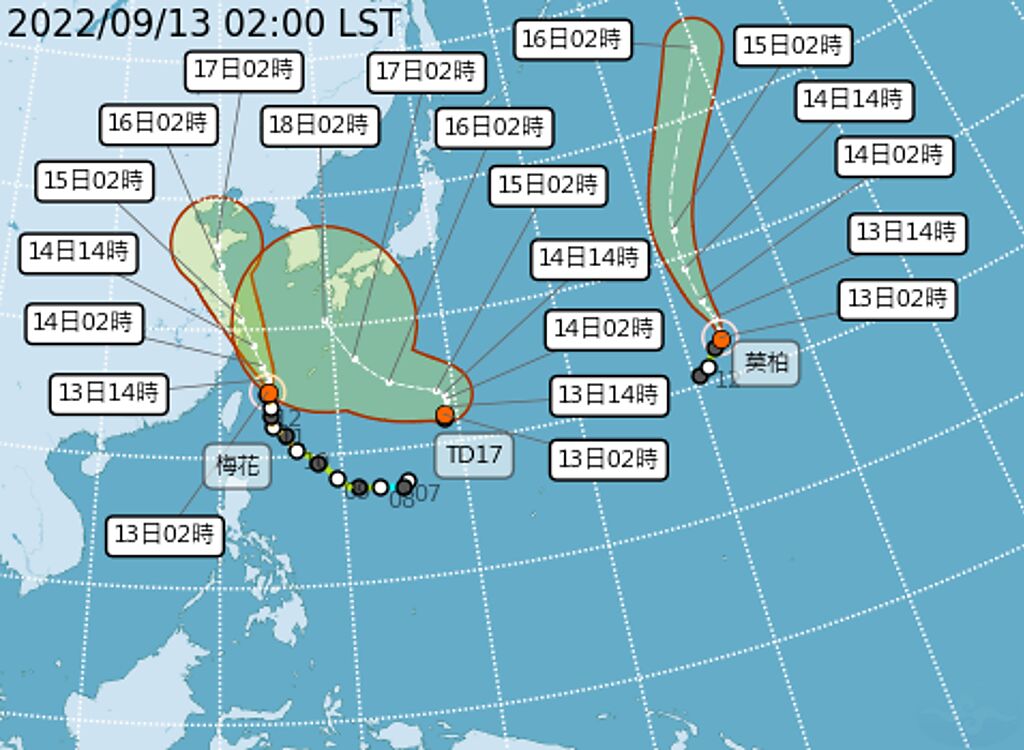 不只3個颱風，西太平洋還會繼續趕颱風業績。(翻攝自氣象局)