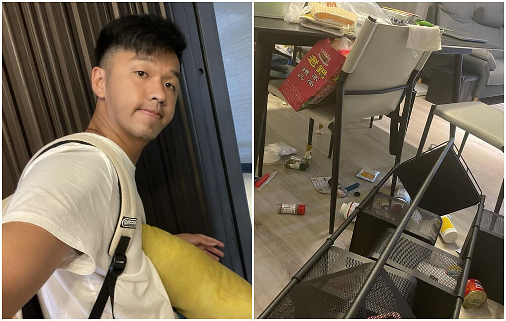 男星香蕉（王俊傑）曝光家裡的慘狀，並分享地震包內容物。（圖／FB@香蕉）