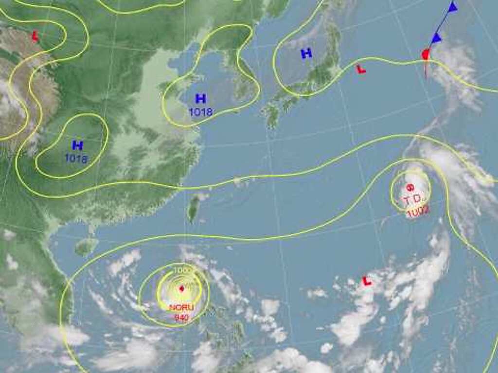 今年第17號颱風「庫拉」（Kulap）預計今天生成，將與中颱諾盧在太平洋面上雙颱共舞。(翻攝自氣象局)