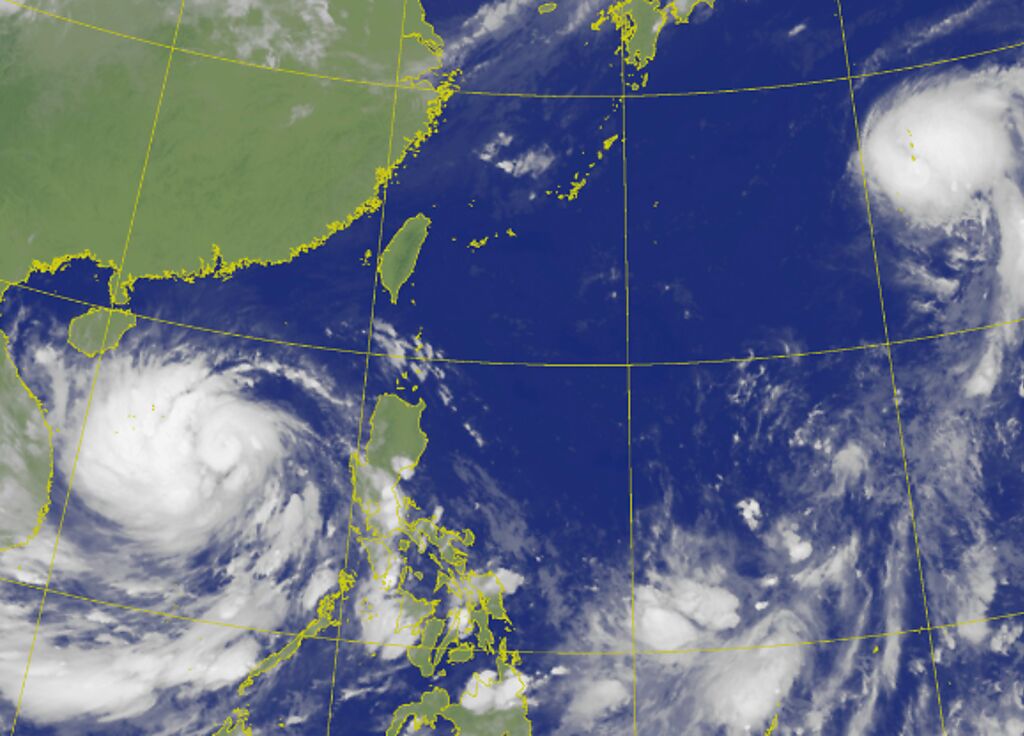 雙颱對台灣天氣沒有直接影響。（翻攝自氣象局）