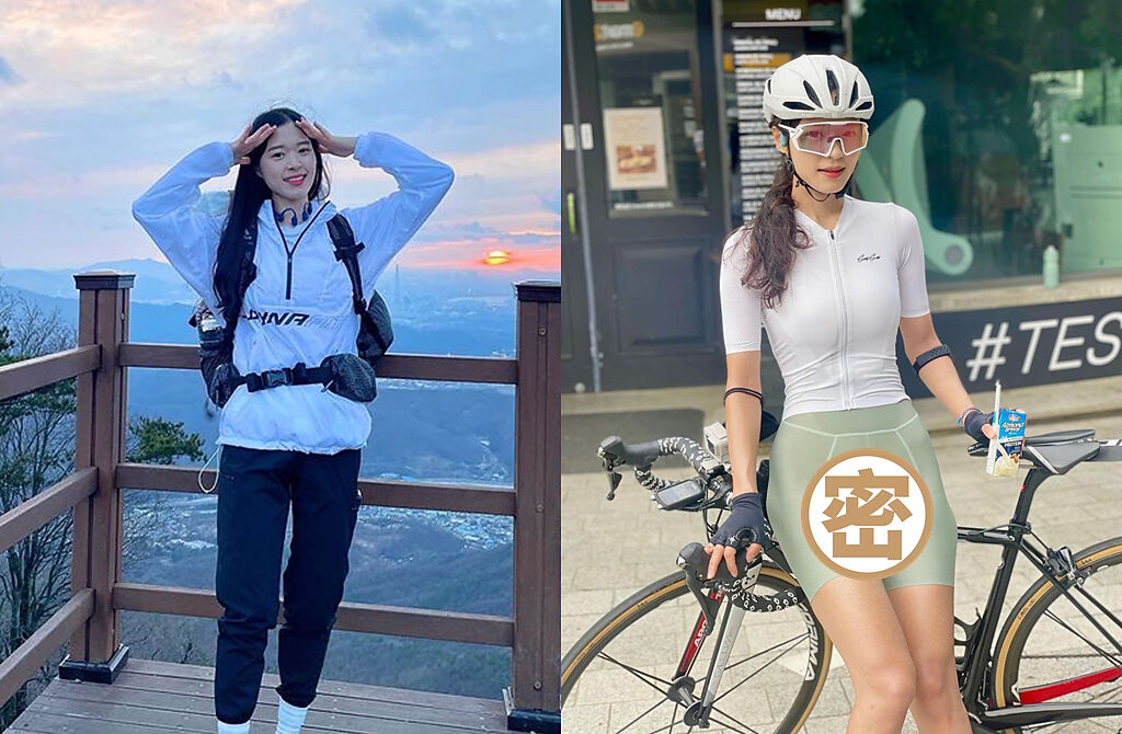 近日一張自行車廣告圖中女模緊身褲形狀太明顯被網友討論，有人找出該女模帳號，發現是位氣質正妹。（圖／hyan99i._.j Instagram）