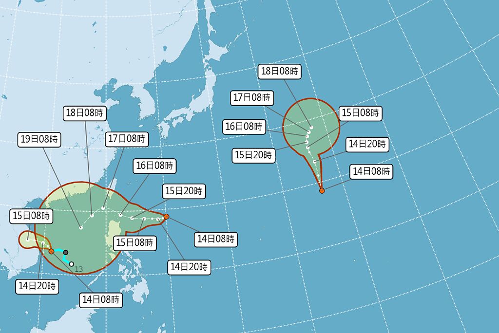 3低壓發展中，周六有機會發布海上颱風警報。（中央氣象局提供）