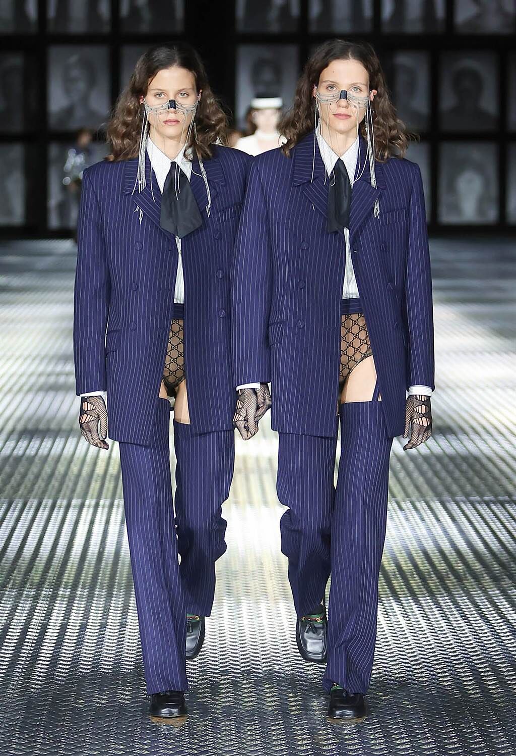 Gucci 2023春夏系列內褲單穿走上伸展台。（Gucci 提供）