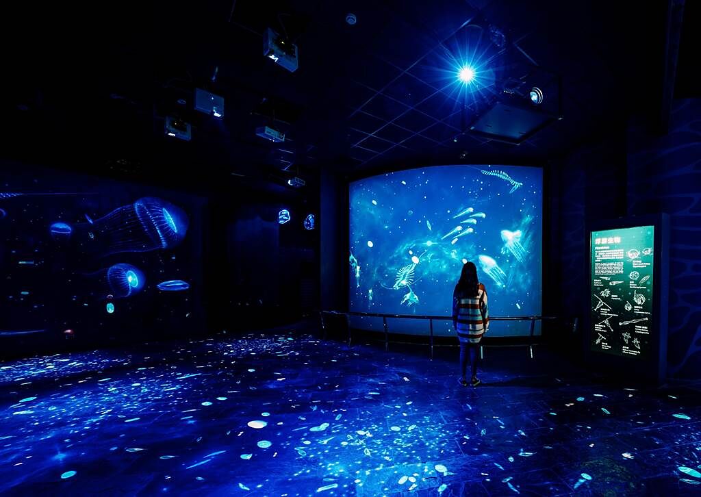 屏東海生館為讓遊客以嶄新的方式探索浮游生物的奧祕，全新打造深海水域區，將於20日推出「微光漂流」沉浸式投影互動體驗。（屏東海生館提供／謝佳潾屏東傳真）