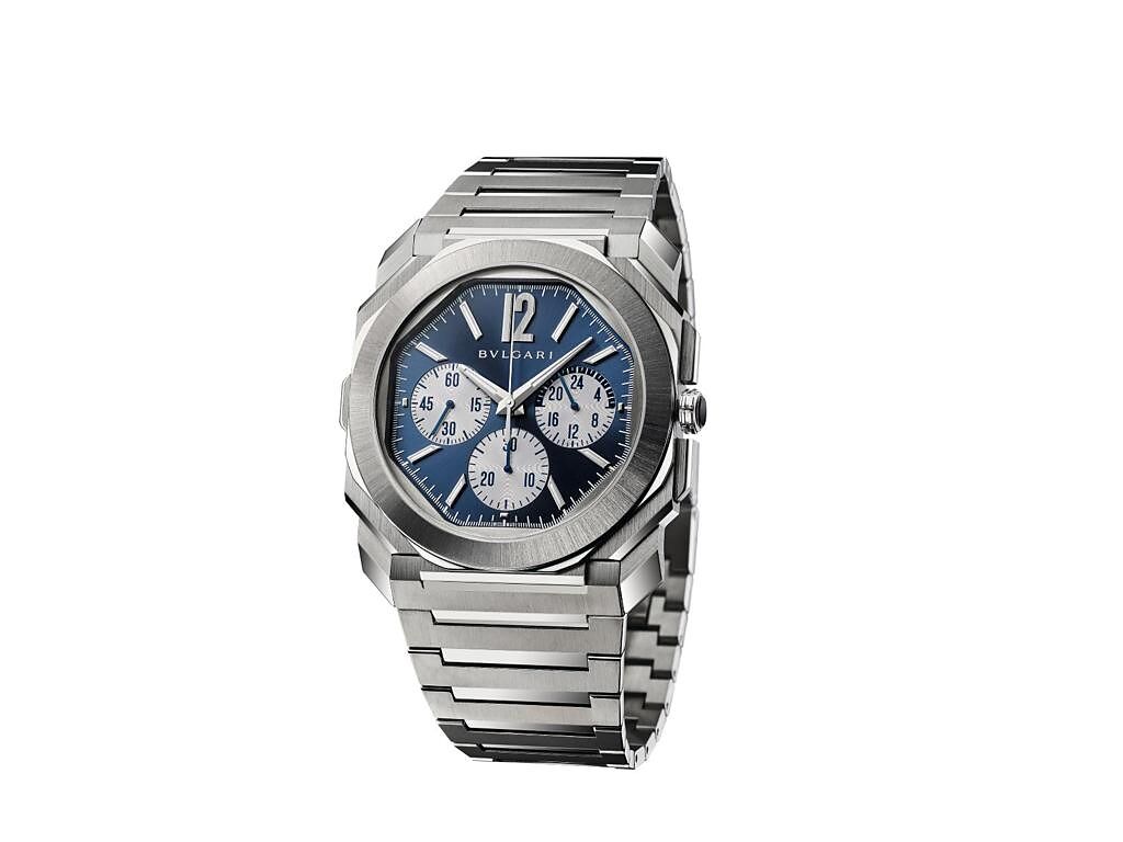 寶格麗OCTO FINISSIMO S CHRONOGRAPH GMT精鋼計時腕表，約54萬3000元。（BVLGARI提供）