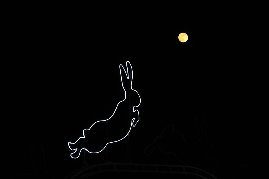 麗寶OUTLET光之躍兔只到2月28日，相當適合遊客提燈來賞兔。(麗寶樂園提供)