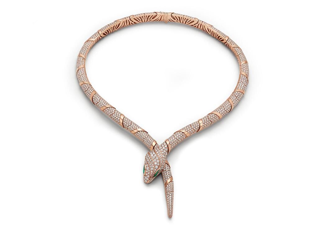 寶格麗Serpenti系列頂級祖鑽石項鍊。（BVLGARI提供）