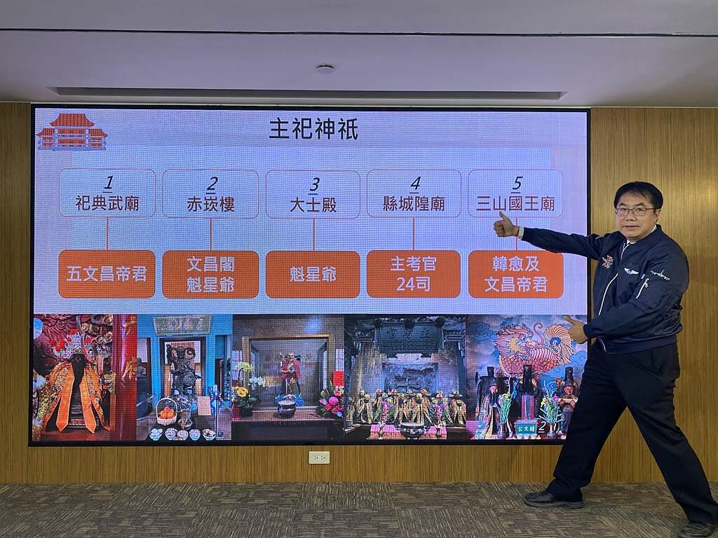 台南市長黃偉哲推薦史上最強考運散步路線。（曹婷婷攝）