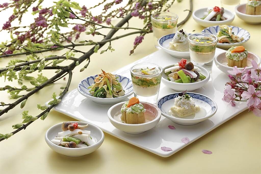 欣葉日本料理春季小缽取「春芽萌茁」意象，以道地日本調味手法烹調，佐時蔬。（欣葉提供）