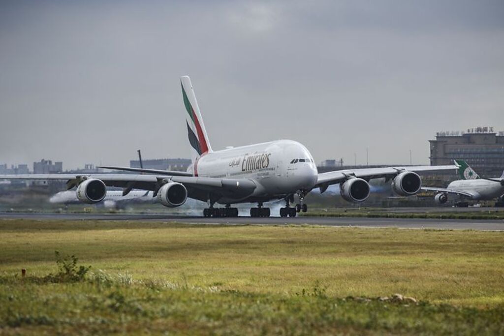 阿聯酋航空A380旗艦客機復飛台北－杜拜航線。　圖：阿聯酋航空／提供